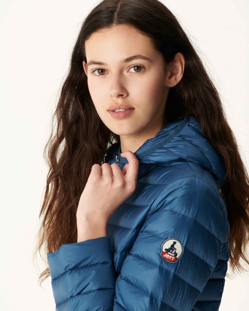 Blue JOTT Cloe Lightweight Hooded Women's Down Jackets | XVX-0130