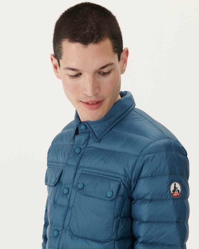 Blue JOTT Cris Light Shirt Collar Men's Padded Jackets | CHH-5198