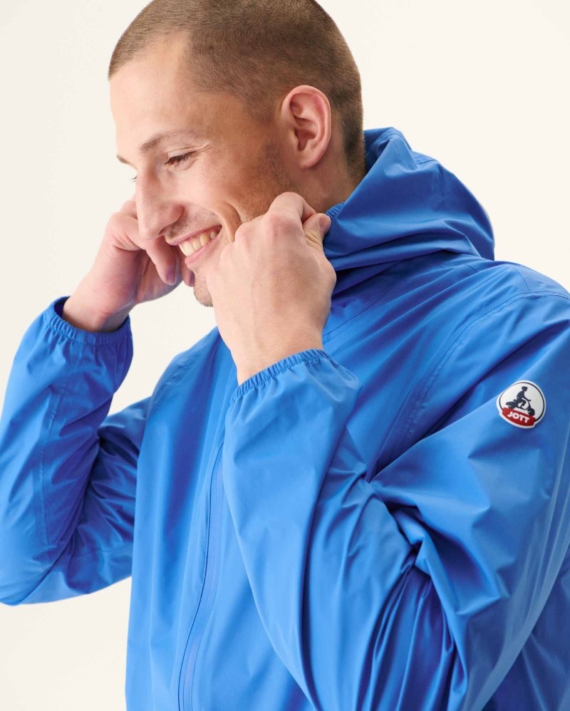 Blue JOTT Manila Packable Hooded Men's Jackets | IDN-0170