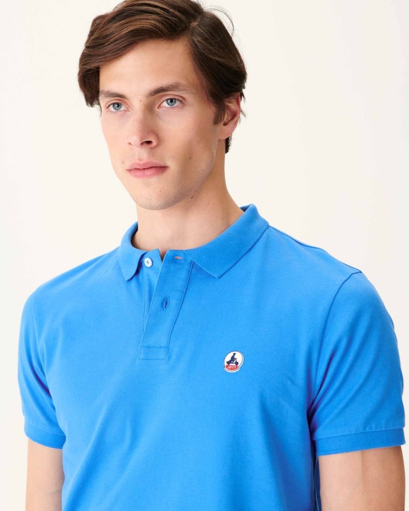 Blue JOTT Marbella Organic Cotton Men's Polo Shirts | IMZ-1777