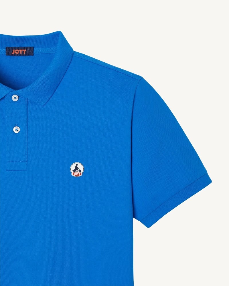 Blue JOTT Marbella Organic Cotton Men's Polo Shirts | IMZ-1777