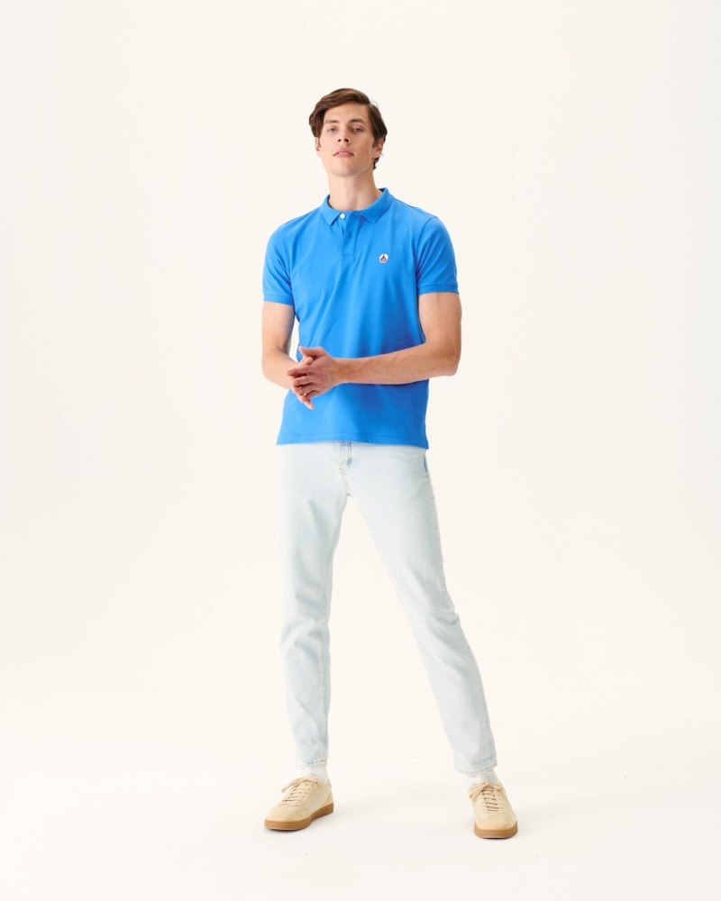 Blue JOTT Marbella Organic Cotton Men's Polo Shirts | IMZ-1777