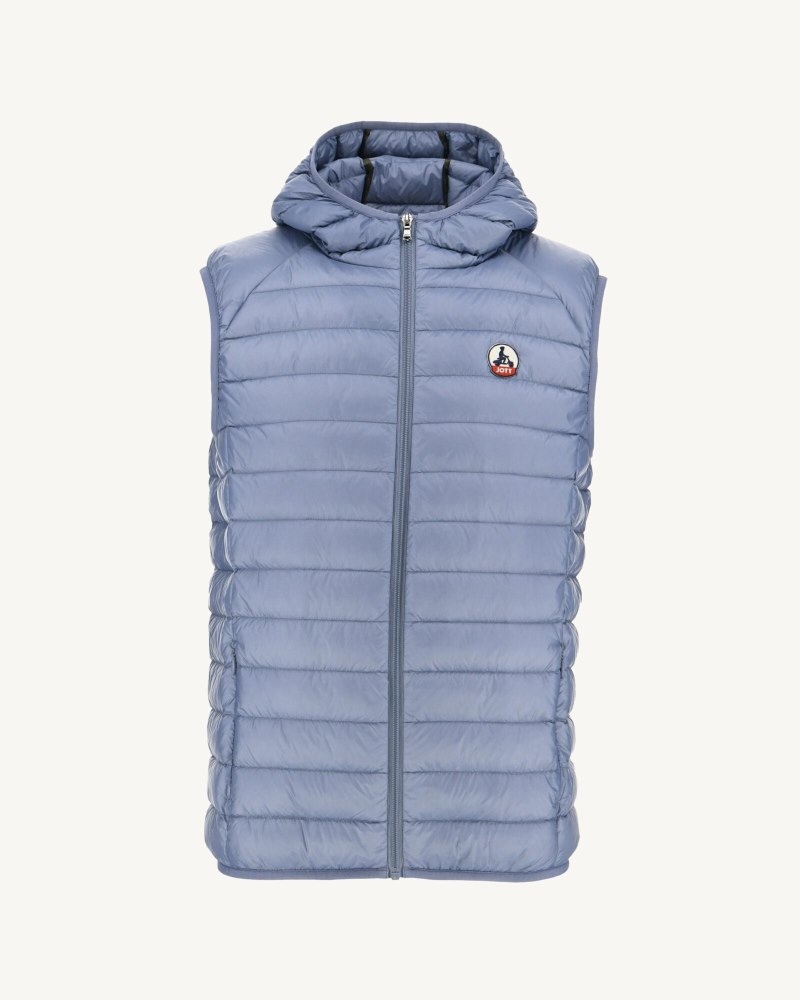 Blue JOTT Pat Hooded Sleeveless Men's Padded Jackets | EJR-4069