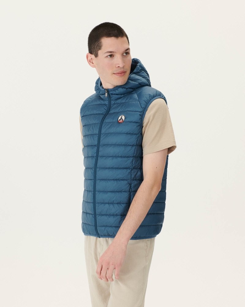 Blue JOTT Pat Sleeveless Hooded Men's Padded Jackets | ERG-1026