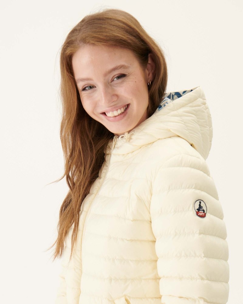 Blue / Off-white JOTT Roma Long Reversible Women's Down Jackets | DGF-0149