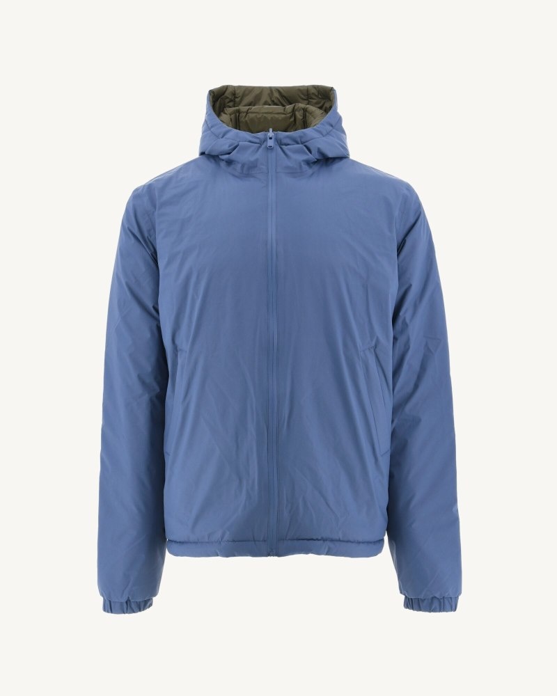 Blue / Olive JOTT Bergen Reversible Hooded Men's Puffer Jackets | RFN-7094