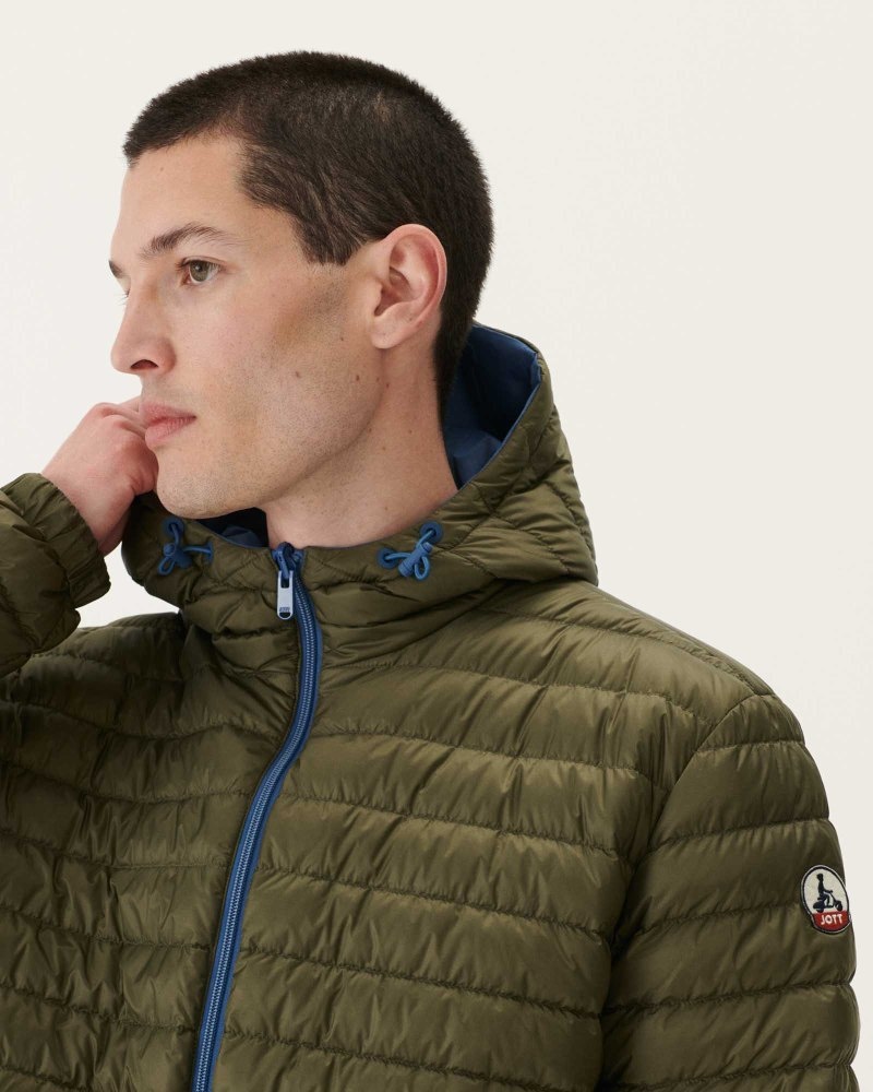 Blue / Olive JOTT Bergen Reversible Hooded Men's Puffer Jackets | RFN-7094