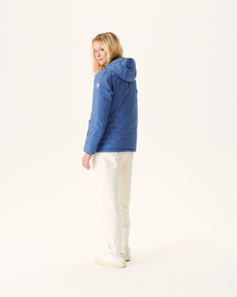 Blue / Olive JOTT Vienna Reversible Hooded Women's Down Jackets | XNW-6214