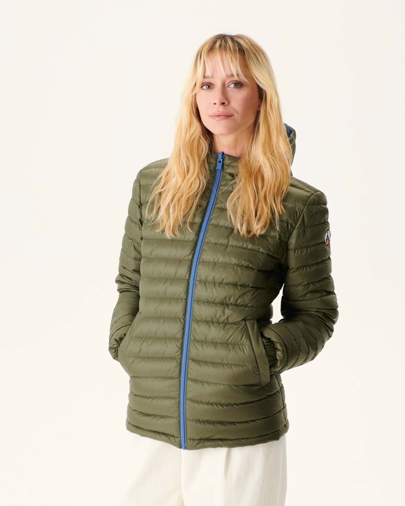 Blue / Olive JOTT Vienna Reversible Hooded Women's Down Jackets | XNW-6214