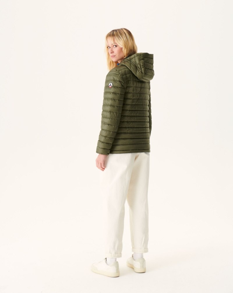 Blue / Olive JOTT Vienna Reversible Hooded Women's Down Jackets | XNW-6214