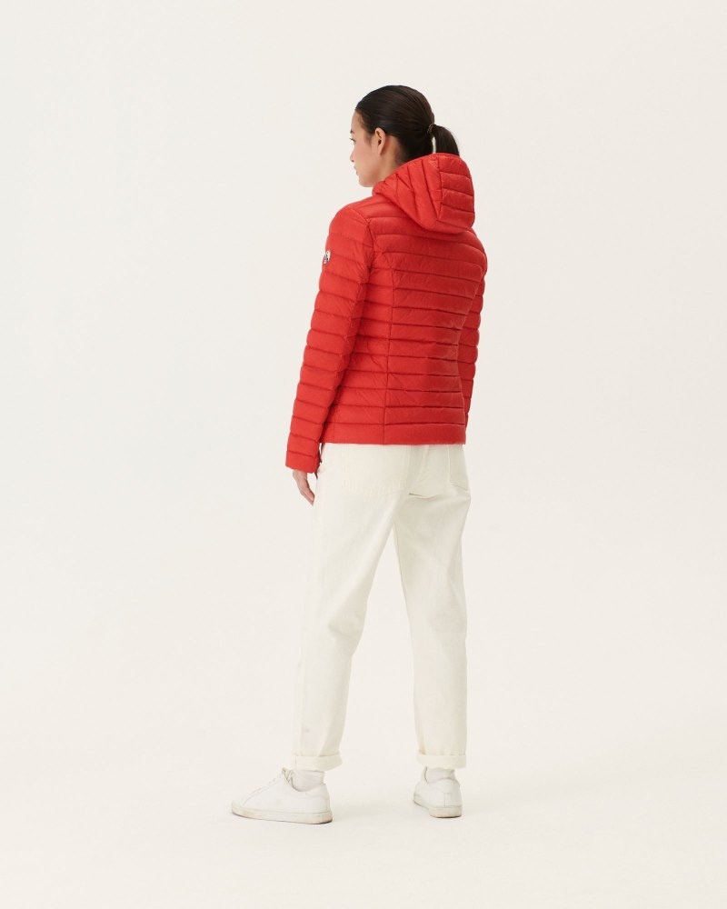 Bright Red JOTT Cloe Lightweight Hooded Women's Down Jackets | NUG-9009