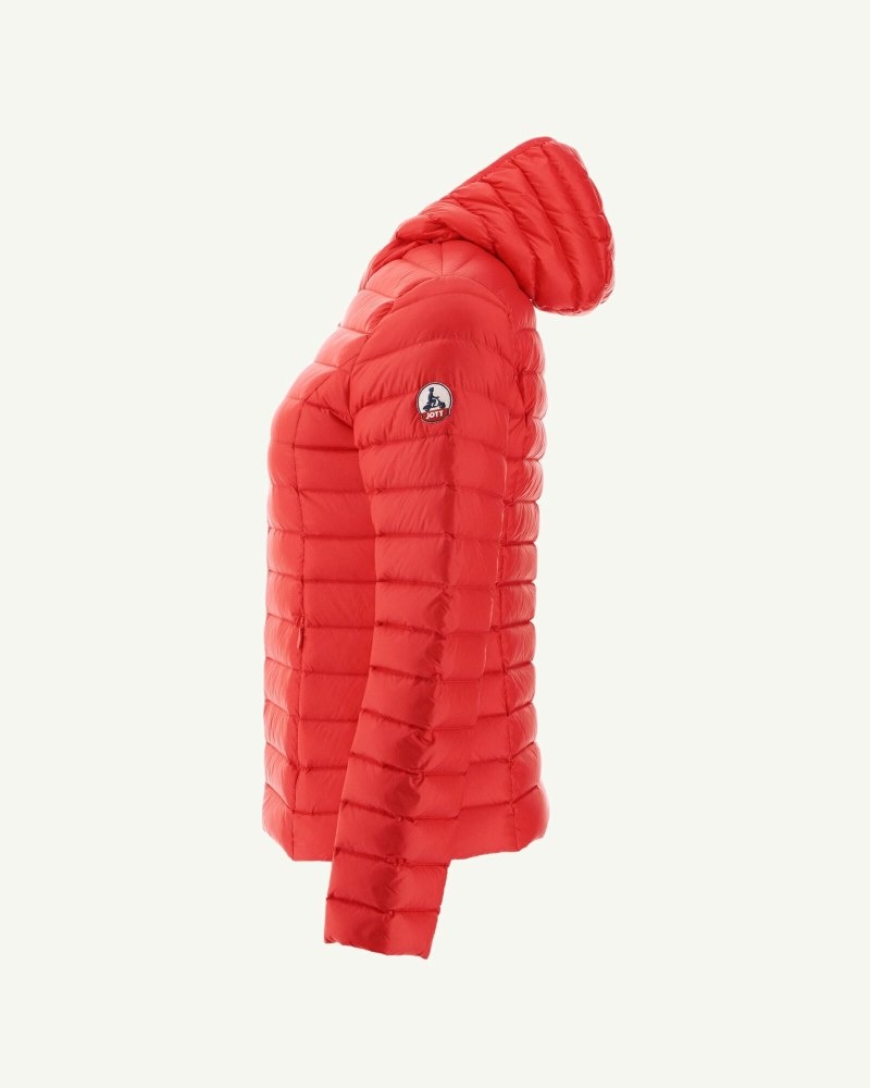 Bright Red JOTT Cloe Lightweight Hooded Women's Down Jackets | NUG-9009