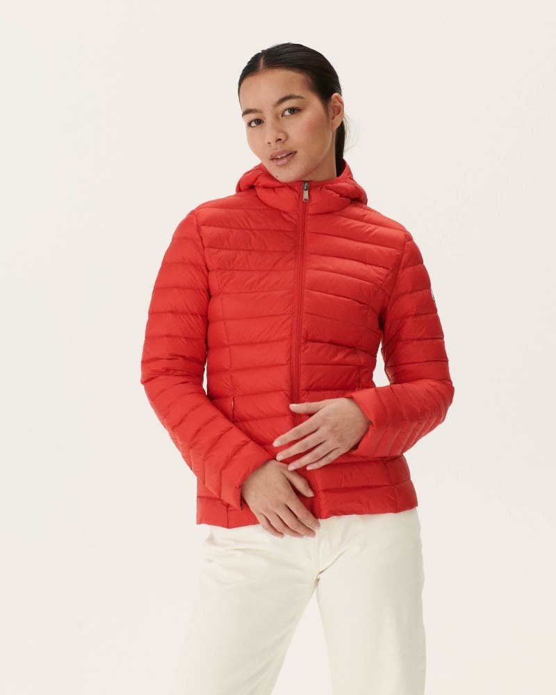 Bright Red JOTT Cloe Lightweight Hooded Women\'s Down Jackets | NUG-9009