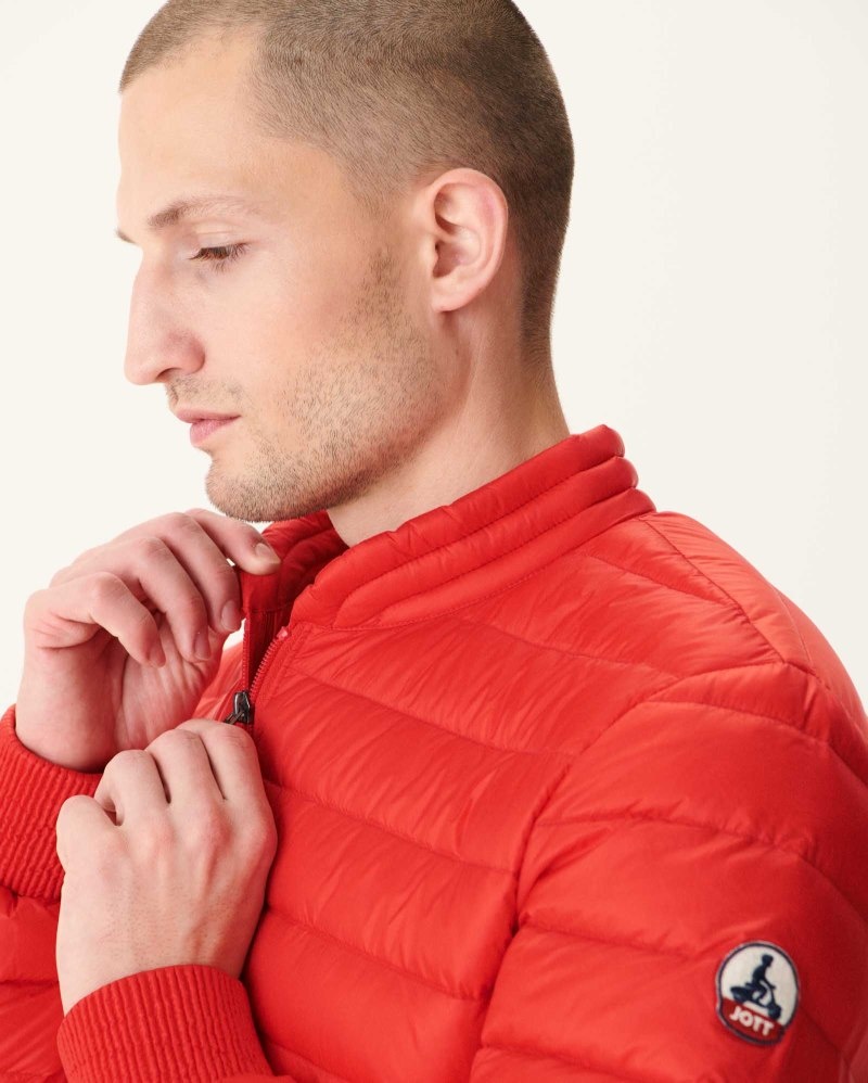 Bright Red JOTT Jordan Lightweight Men's Puffer Jackets | NOK-0917