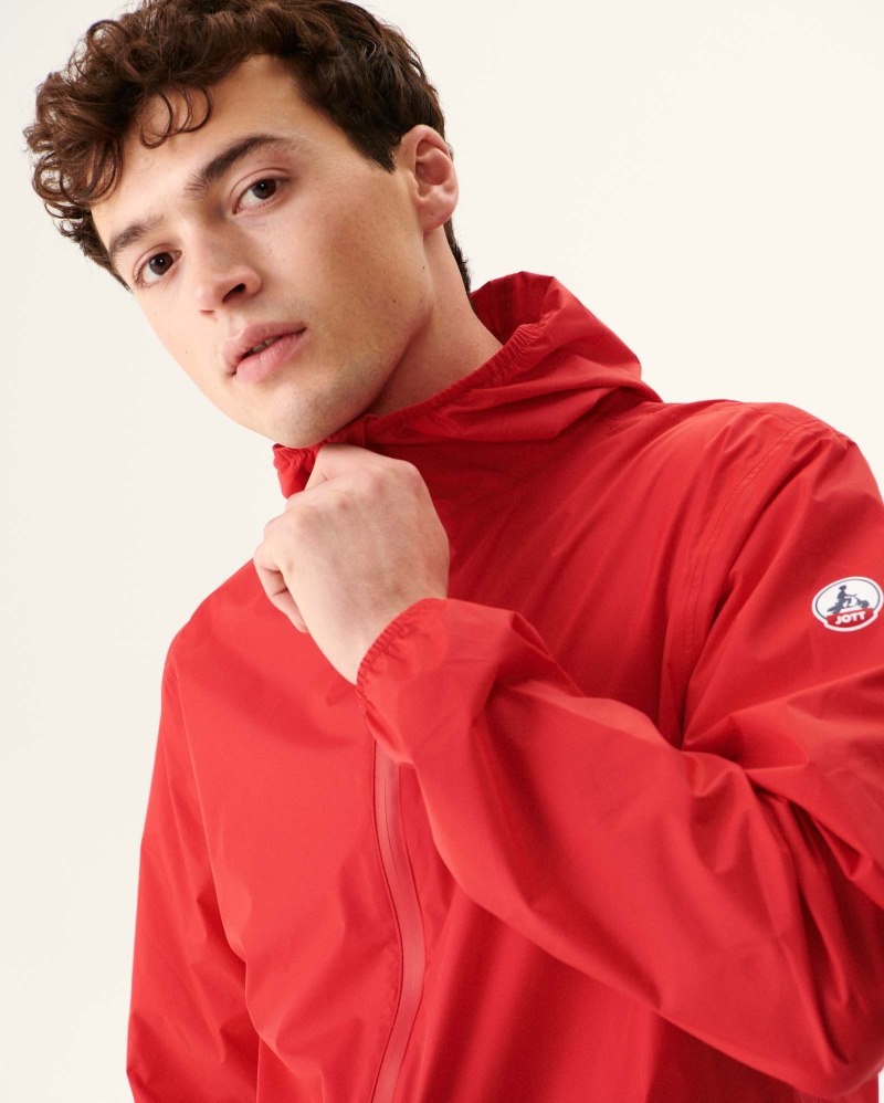 Bright Red JOTT Manila Packable Hooded Men's Jackets | BSR-4327