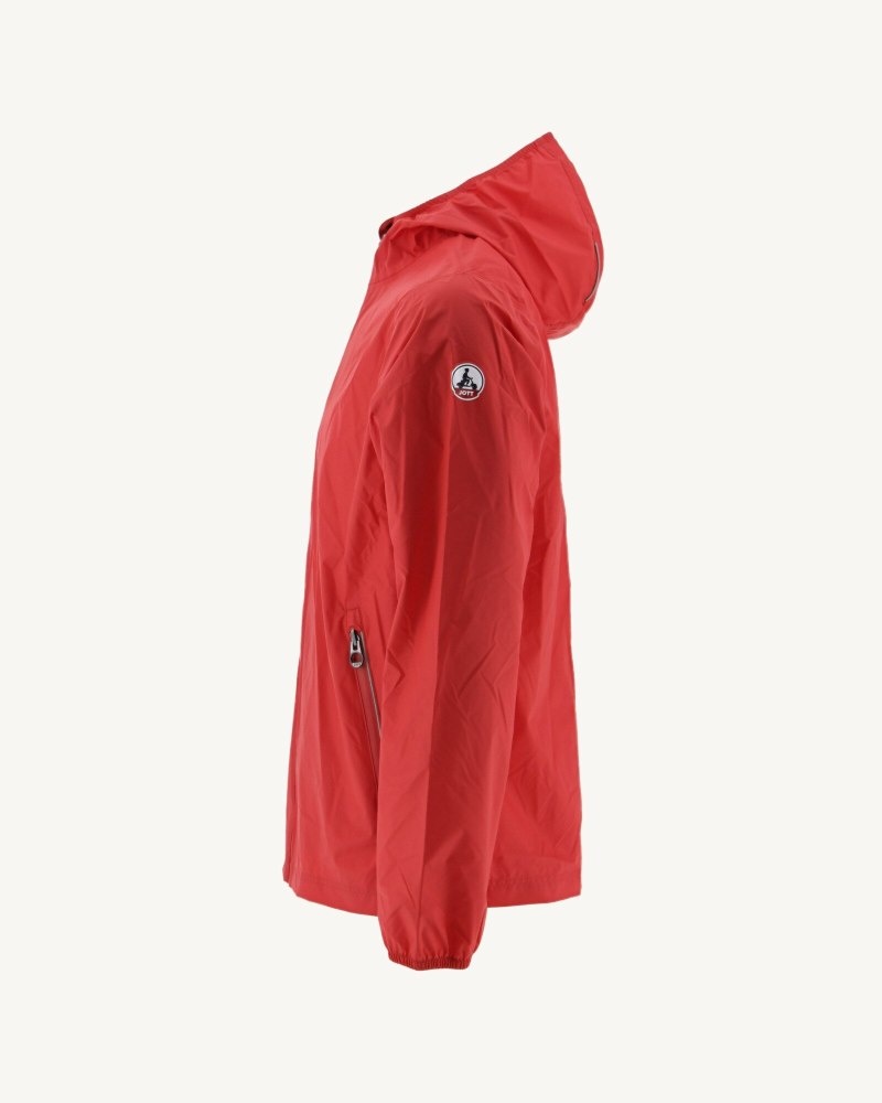 Bright Red JOTT Manila Packable Hooded Men's Jackets | BSR-4327