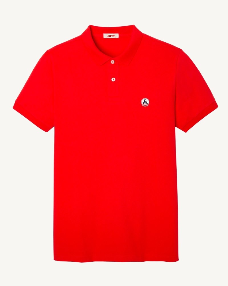 Bright Red JOTT Marbella Organic Cotton Men's Polo Shirts | HCN-7413