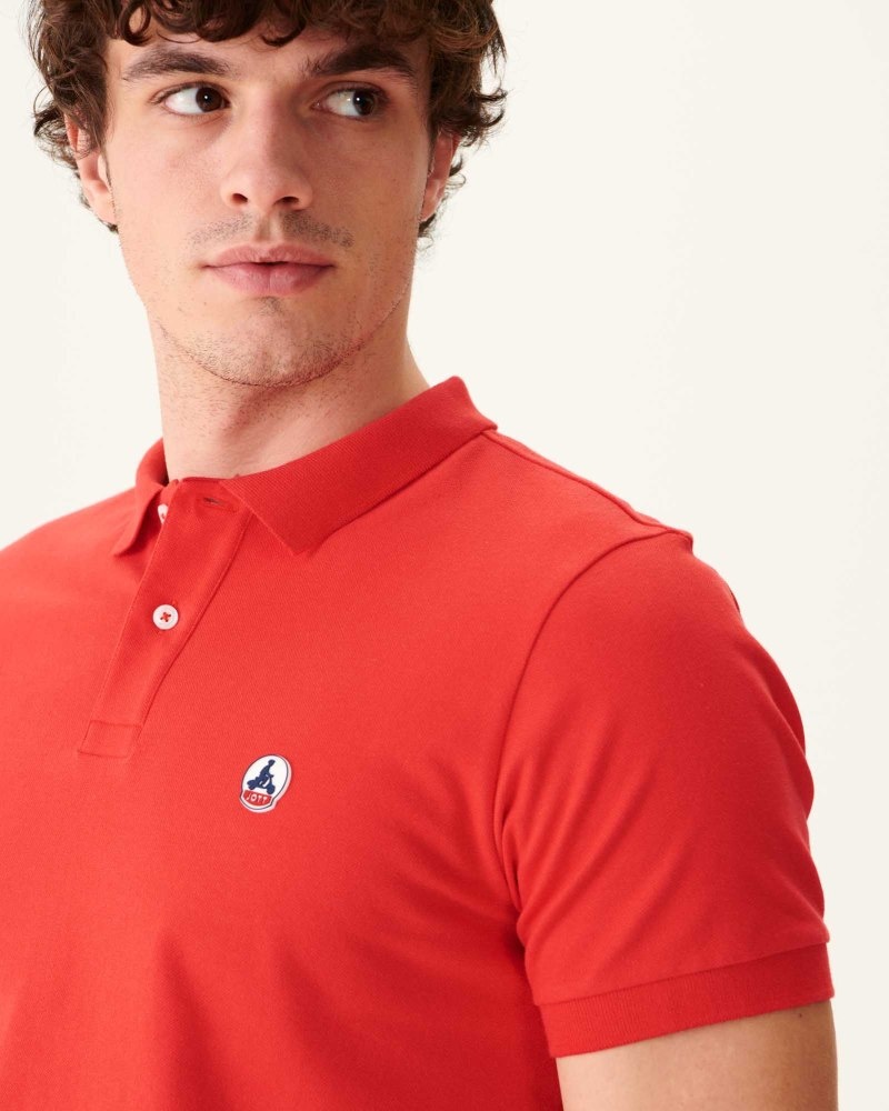 Bright Red JOTT Marbella Organic Cotton Men's Polo Shirts | HCN-7413