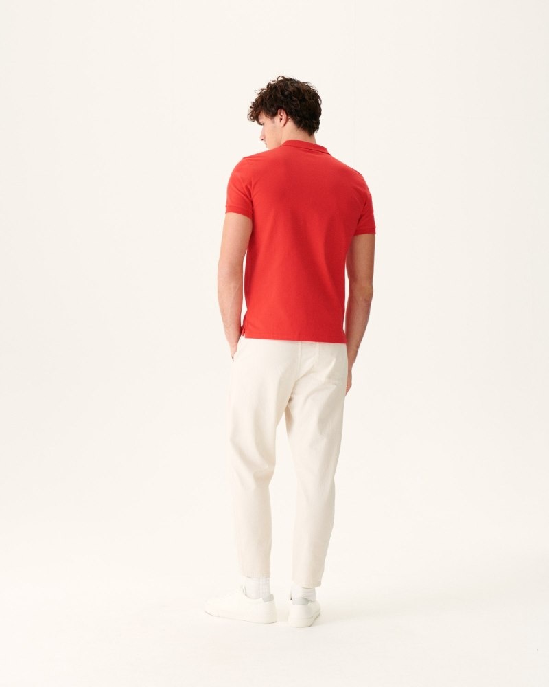 Bright Red JOTT Marbella Organic Cotton Men's Polo Shirts | HCN-7413