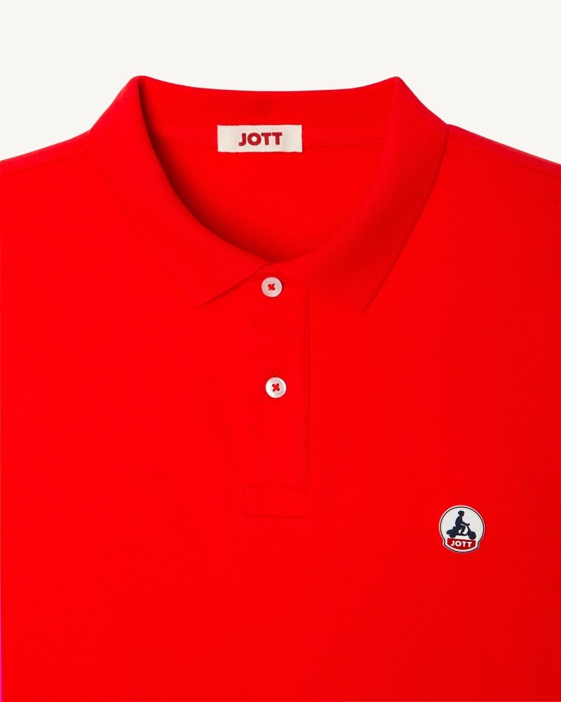 Bright Red JOTT Marbella Organic Cotton Men's Polo Shirts | HCN-7413