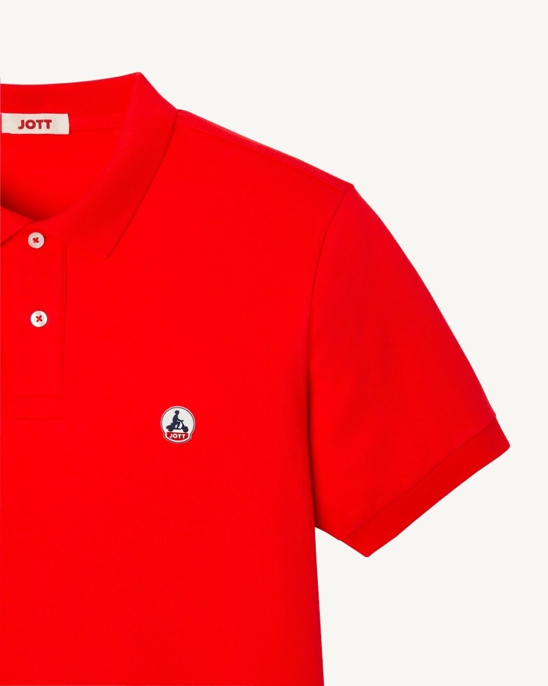 Bright Red JOTT Marbella Organic Cotton Men's Polo Shirts | HCN-7413