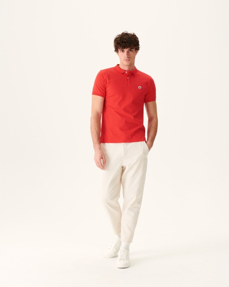 Bright Red JOTT Marbella Organic Cotton Men's Polo Shirts | HCN-7413