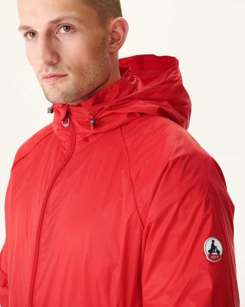 Bright Red JOTT Mistral Hooded Men's Windbreaker | KCE-1183