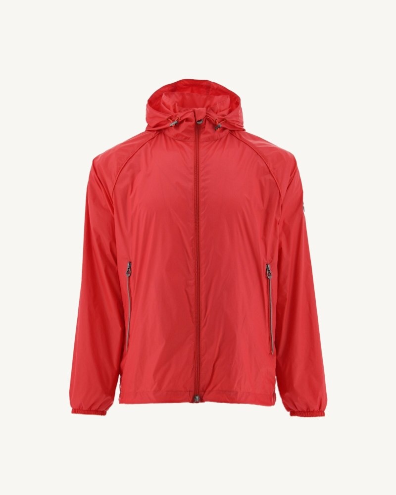 Bright Red JOTT Mistral Hooded Men's Windbreaker | KCE-1183