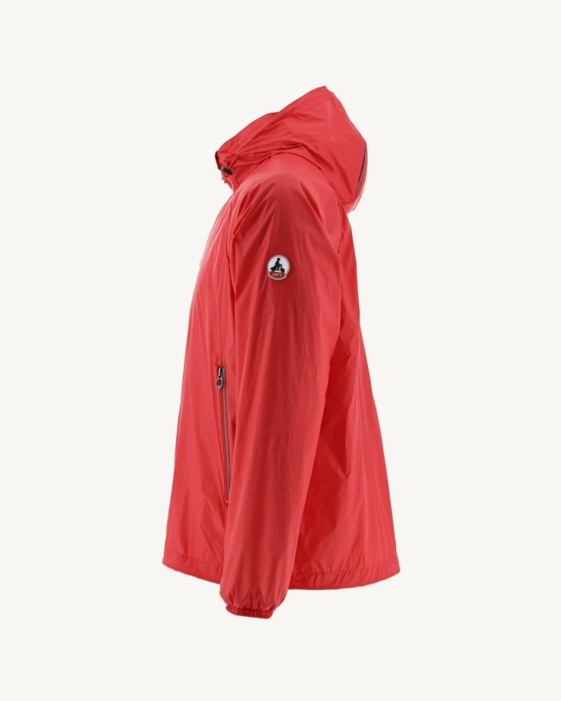 Bright Red JOTT Mistral Hooded Men's Windbreaker | KCE-1183