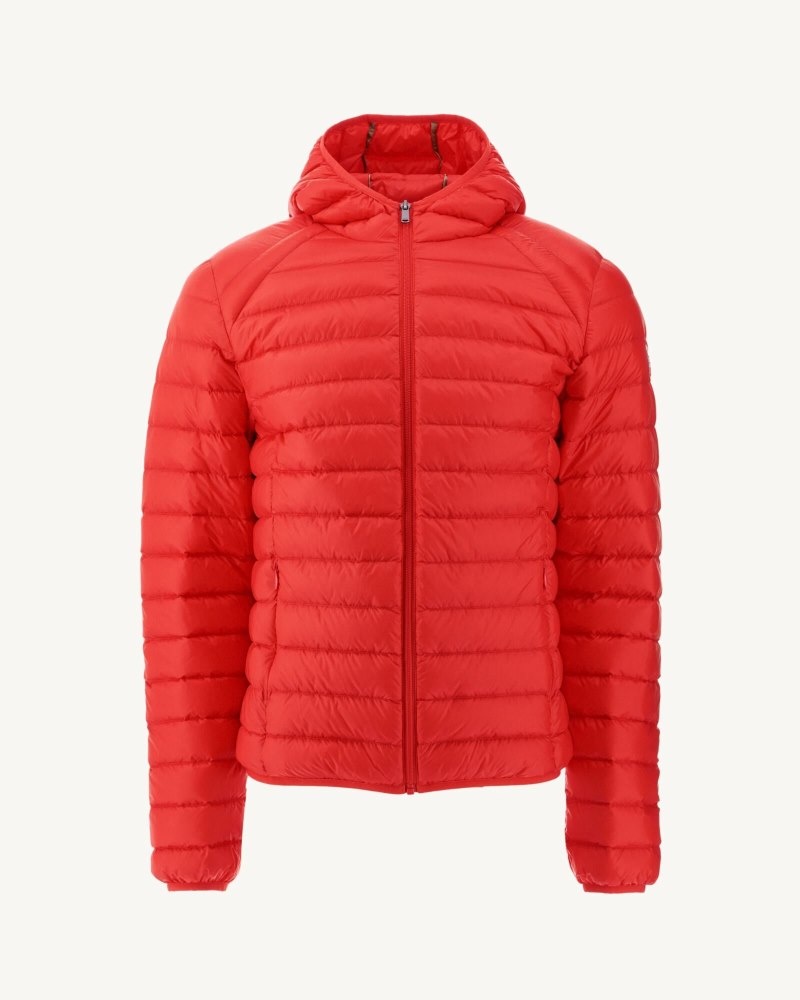 Bright Red JOTT Nico Light Hooded Men's Down Jackets | MTP-9149