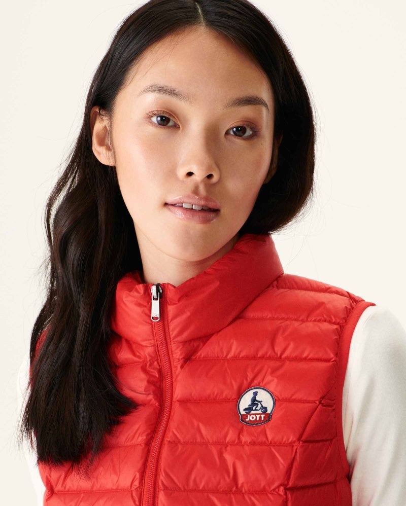 Bright Red JOTT Seda Light Sleeveless Women's Down Jackets | TIF-1598