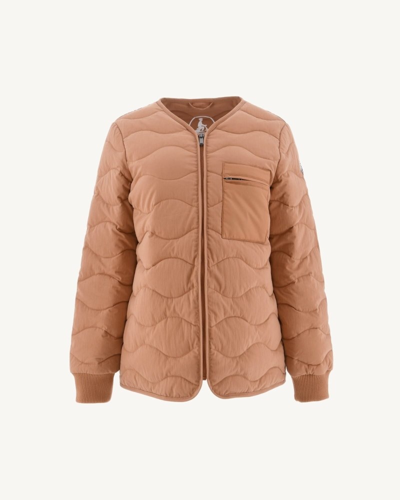 Brown JOTT Alexia V-neck Zipped Women's Jackets | YEK-1985