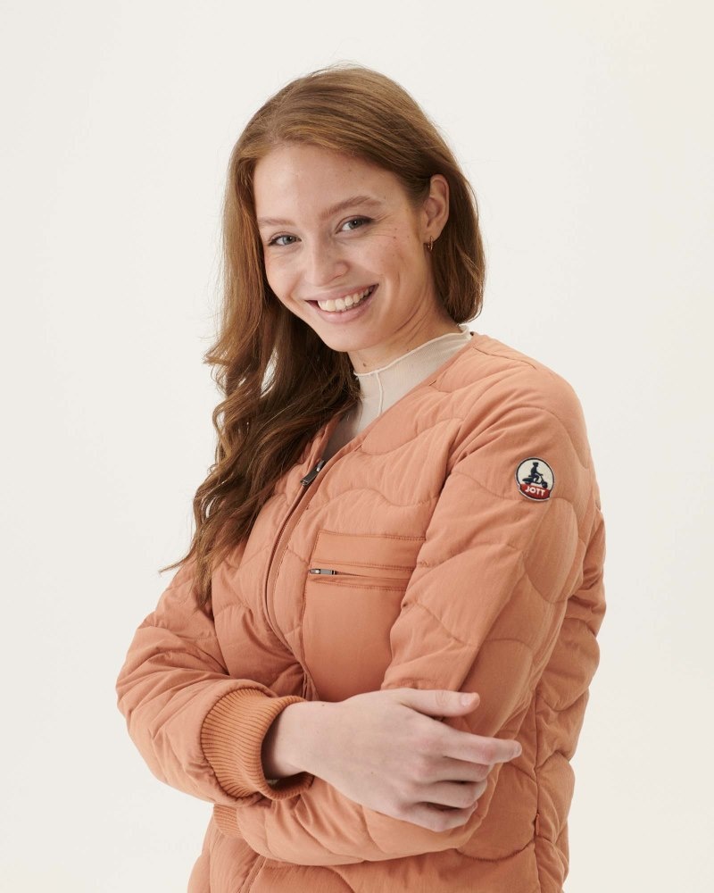 Brown JOTT Alexia V-neck Zipped Women's Jackets | YEK-1985