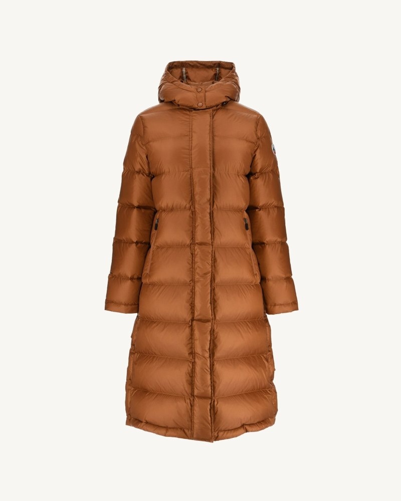 Brown JOTT Karachi Great Cold Long Hooded Women's Down Jackets | KIX-4125