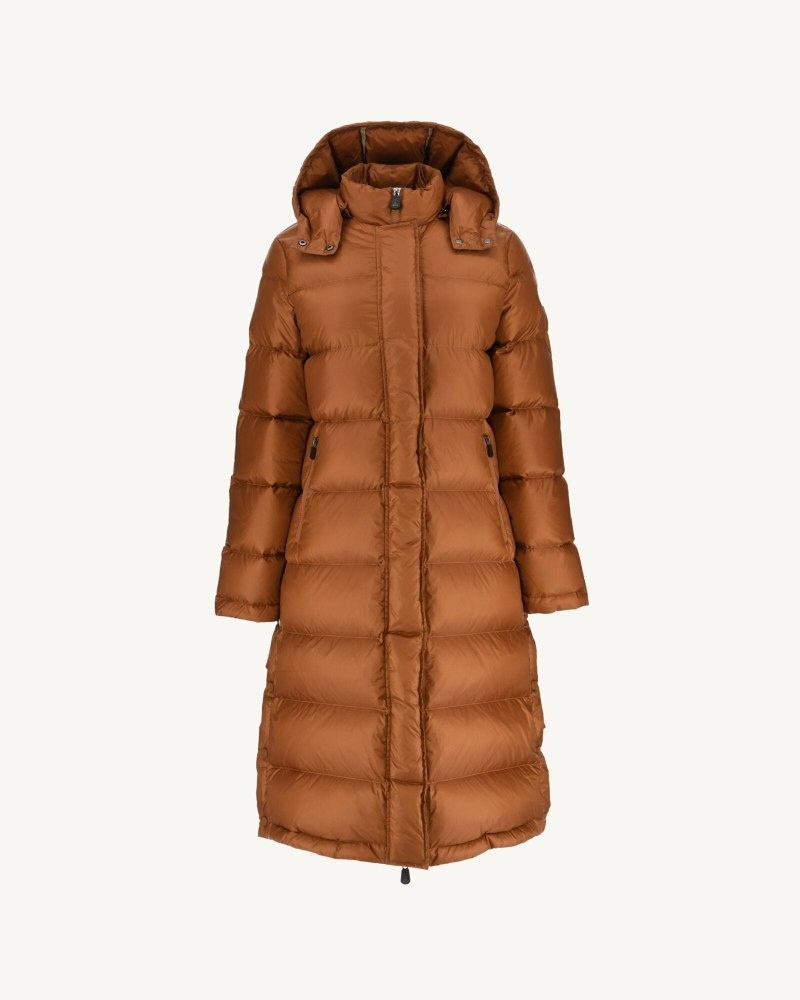 Brown JOTT Karachi Great Cold Long Hooded Women's Down Jackets | KIX-4125