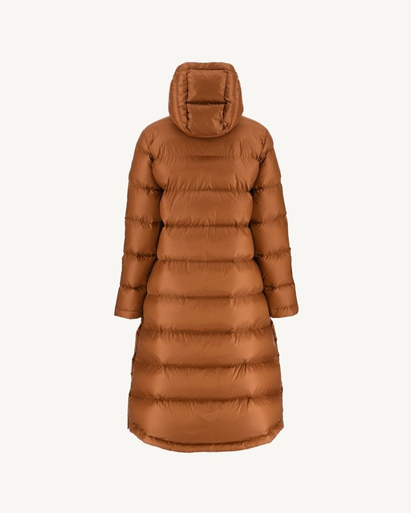 Brown JOTT Karachi Great Cold Long Hooded Women's Down Jackets | KIX-4125