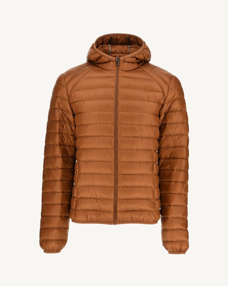 Brown JOTT Nico Lightweight Hooded Men's Down Jackets | NFS-4644