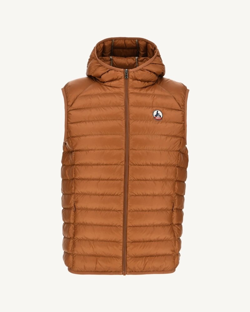 Brown JOTT Pat Hooded Men's Gilet | NYG-6777