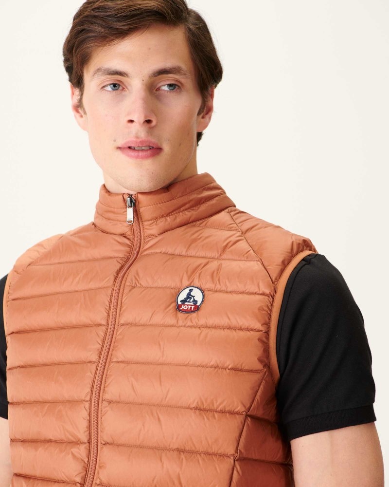 Brown JOTT Tom Sleeveless Men's Down Jackets | WLD-7069