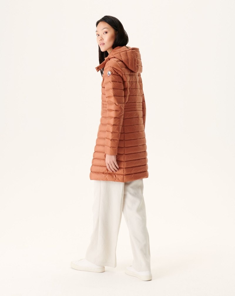 Brown JOTT Vero Long Hooded Women's Puffer Jackets | LLM-5771