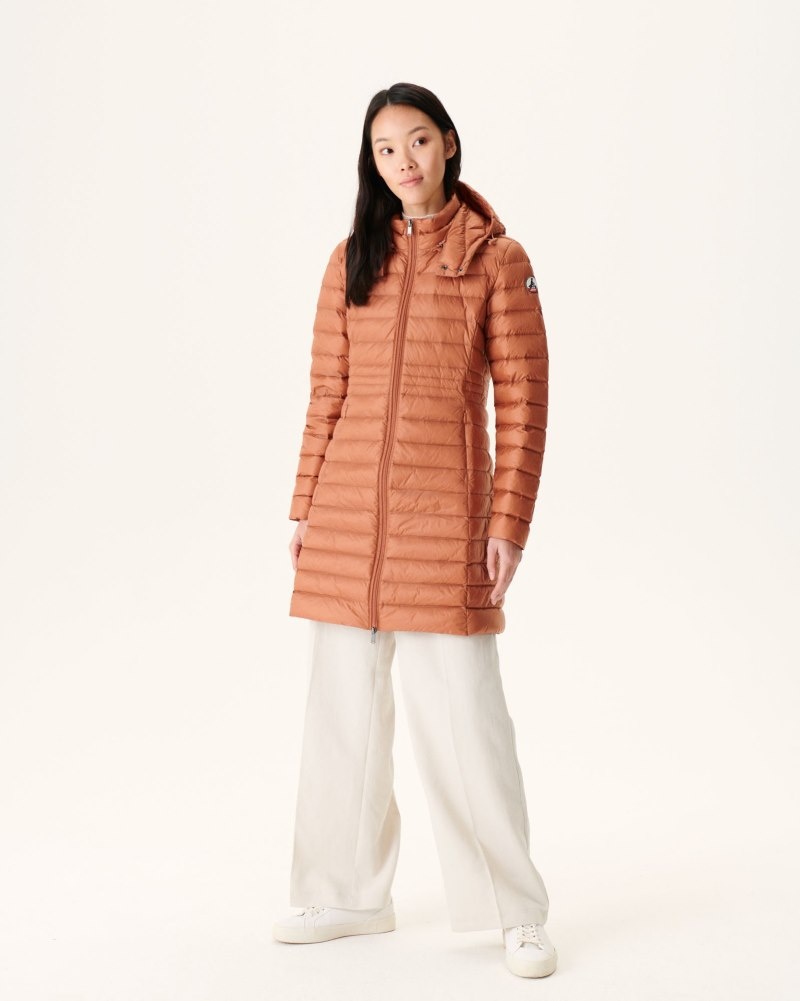 Brown JOTT Vero Long Hooded Women's Puffer Jackets | LLM-5771