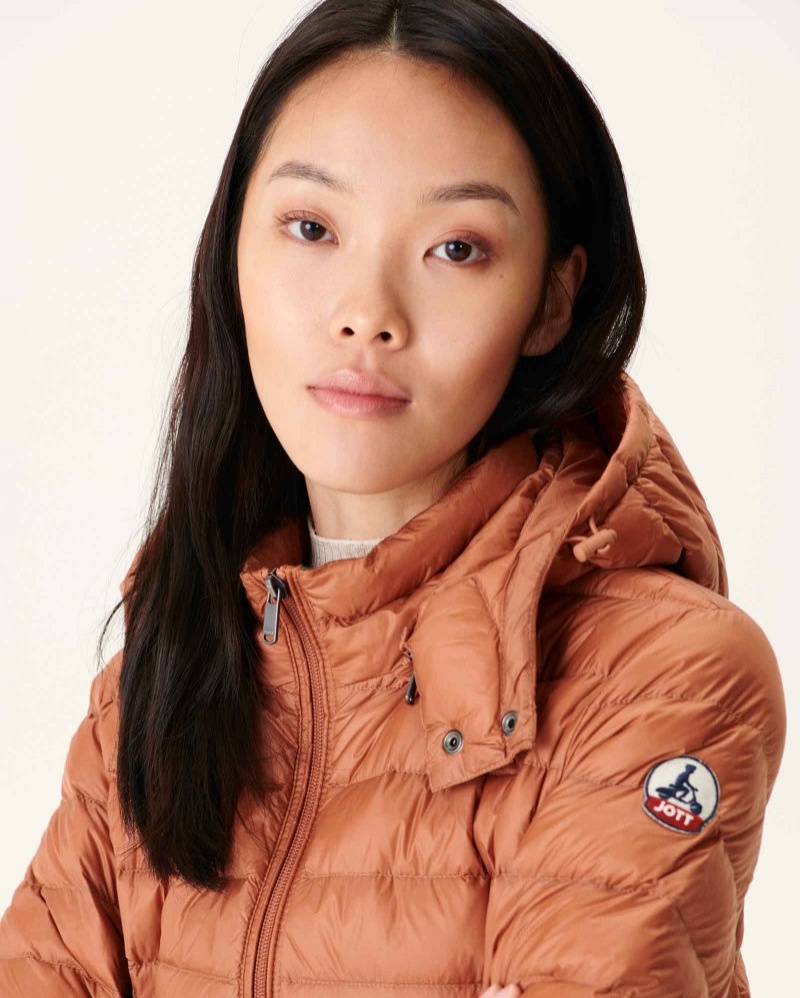 Brown JOTT Vero Long Hooded Women's Puffer Jackets | LLM-5771