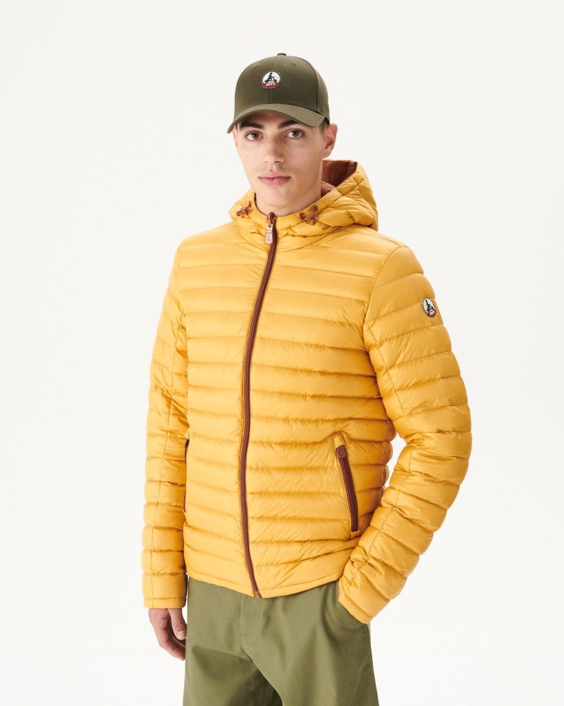 Brown / Mustard JOTT Bergen Reversible Hooded Men's Down Jackets | RLW-5711