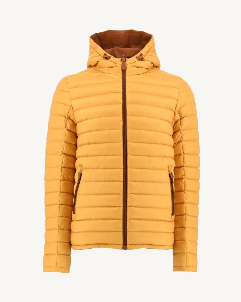 Brown / Mustard JOTT Bergen Reversible Hooded Men's Down Jackets | RLW-5711