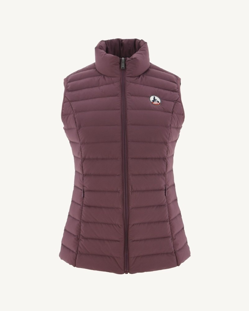 Burgundy JOTT Bordeaux Grenada Stretch Sleeveless Women's Puffer Jackets | DDA-2159