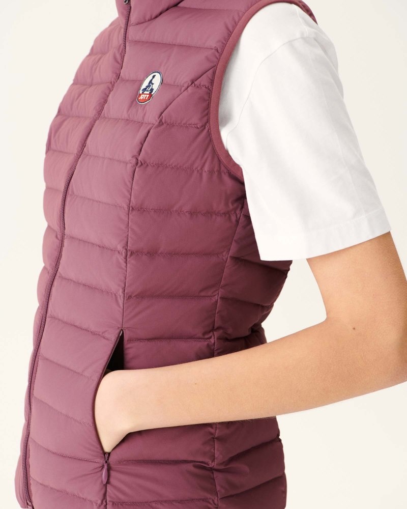 Burgundy JOTT Bordeaux Grenada Stretch Sleeveless Women's Puffer Jackets | DDA-2159