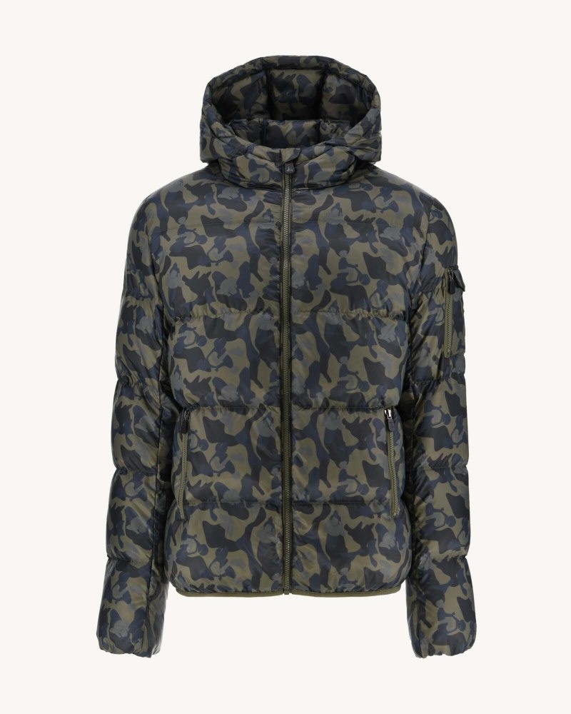 Camo Print JOTT Java Extreme Cold Hooded Men's Down Jackets | RZR-3347