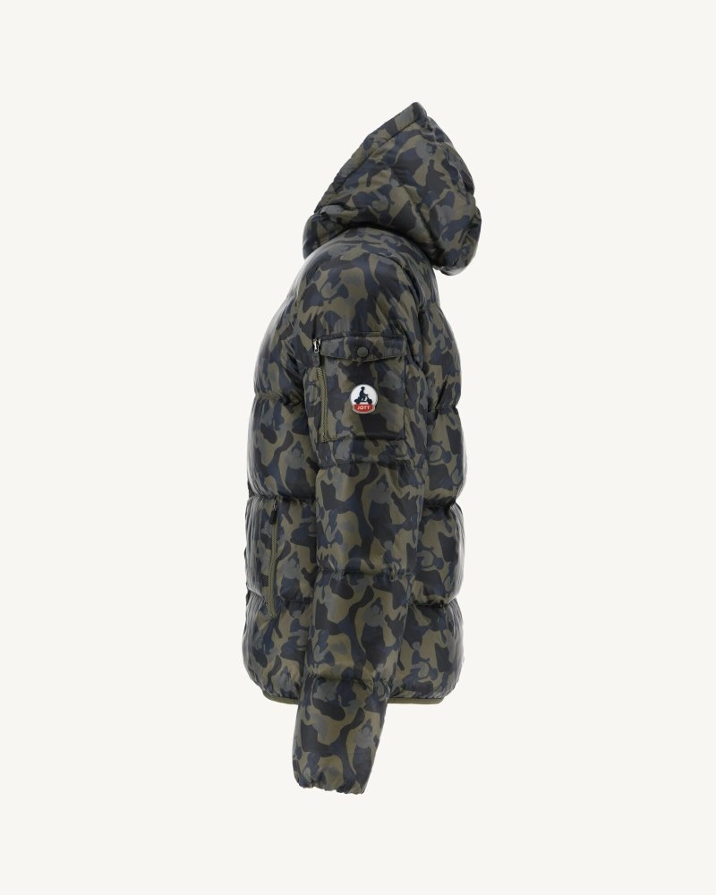 Camo Print JOTT Java Extreme Cold Hooded Men's Down Jackets | RZR-3347