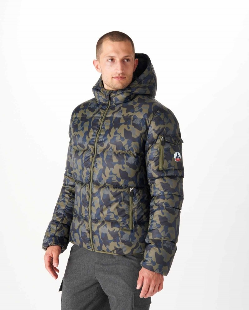 Camo Print JOTT Java Extreme Cold Hooded Men\'s Down Jackets | RZR-3347