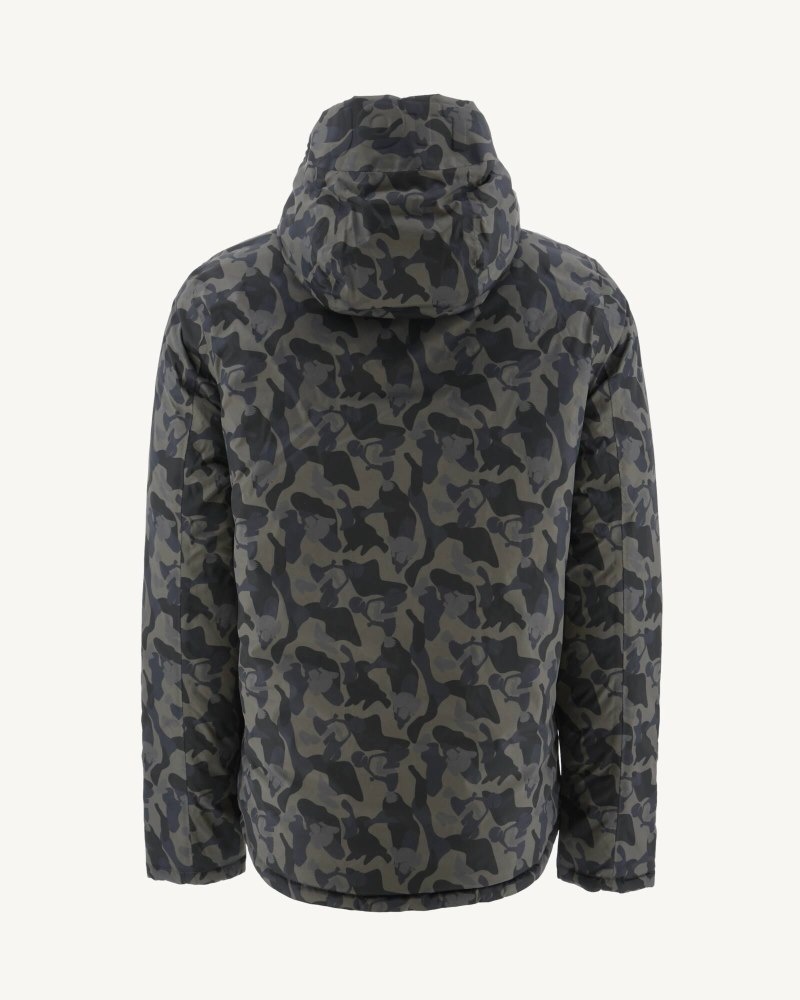 Camo Print / Black JOTT Bergen Reversible Hooded Men's Puffer Jackets | IJX-3919